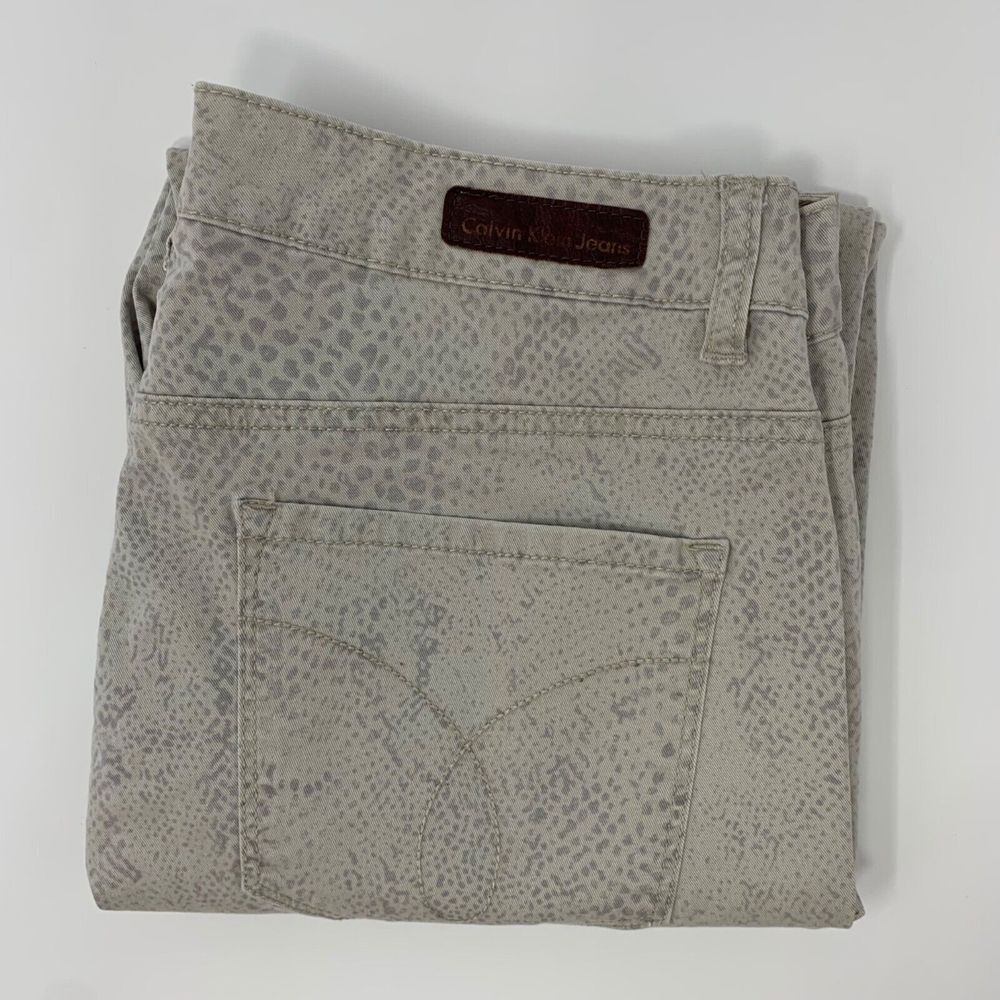 Calvin‎ Klein Women's Jeans Beige/Gray Snake Print Leggings Pant Size 12/31